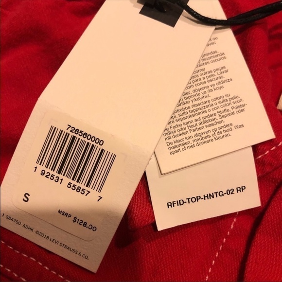 Levi’s Cropped Taper Denim Overalls | Jumpsuit Red - Picture 8 of 9